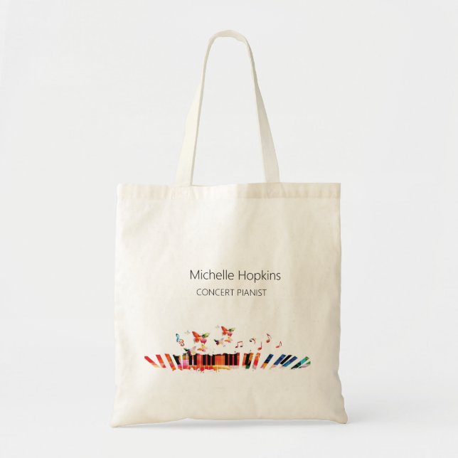 Tote Bolsa de teclas de piano personalizadas para profe (Frente)