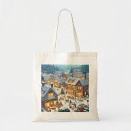Tote Bolsa de tela con paisaje navideño