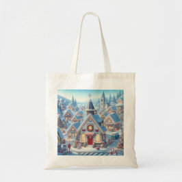 Tote Bolsa de tela con paisaje navideño