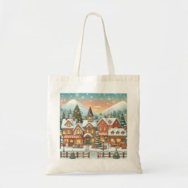 Tote Bolsa de tela con paisaje navideño