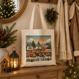 Tote Bolsa de tela con paisaje navideño