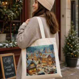 Tote Bolsa de tela con paisaje navideño