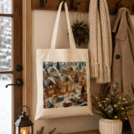 Tote Bolsa de tela con paisaje navideño