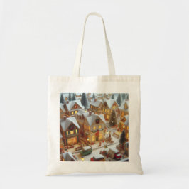 Tote Bolsa de tela con paisaje navideño