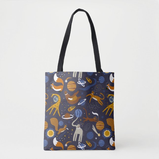 Tote Bolsa de tela de la colección Animals Outer Space (Frente)
