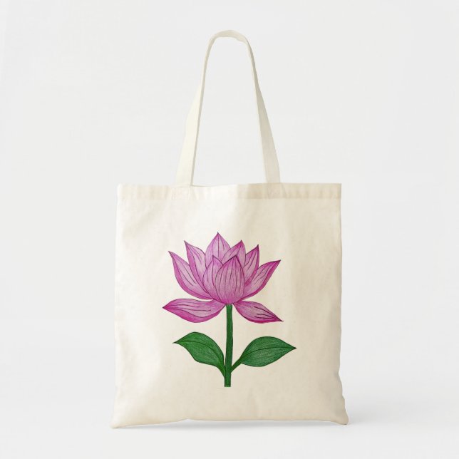 Tote Bolsa de tela flor rosada (Frente)