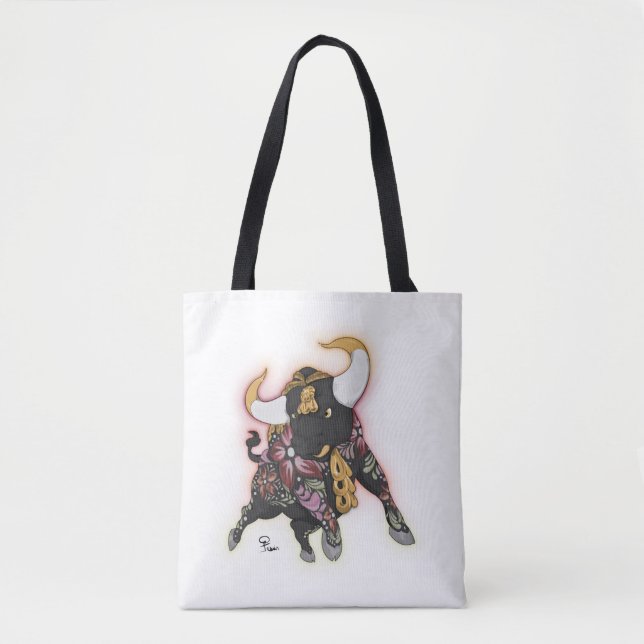 Tote Bolsa De Tela  Handbag Torito De Pucará (Frente)