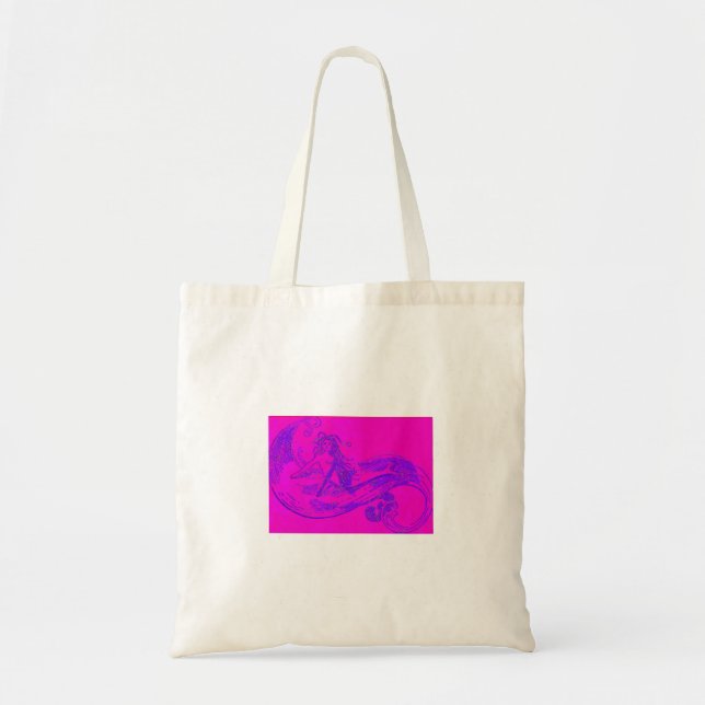 Tote bolsa de toalha de sereia de onda rosa (Frente)