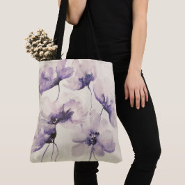 Tote Bolsa de Todos os Flores Violetas Impressão