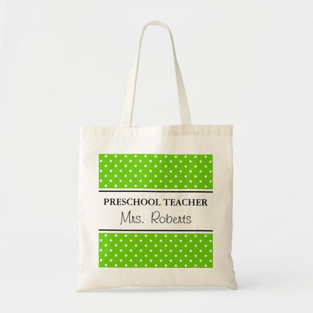 Tote Bolsa de toques de professor pré-escolar personali (Frente)