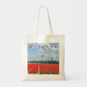 Tote Bolsa de toques de tulipas vermelhas da Holanda