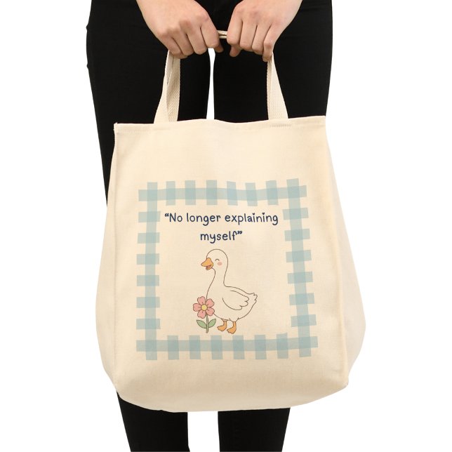 Tote Bolsa de Transporte de Ganso “Já Não Me Explico” ("No longer explaining myself" grocery tote bag with custom name on back)