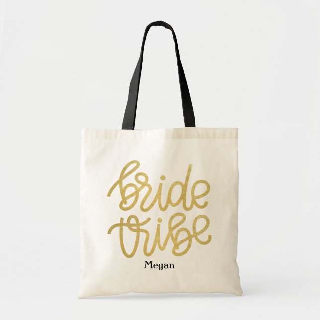 Tote Bolsa de Tribo Brito de Script Dourado (Frente)