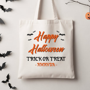 Tote Bolsa de Trick Ou Tratar De Bata Negra Laranja Hal