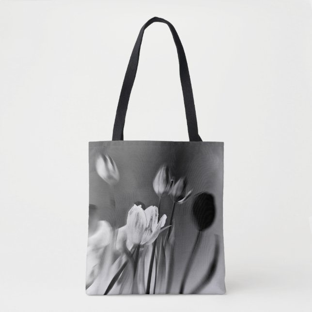 Tote Bolsa de Tulipas Preto e Branco (Frente)