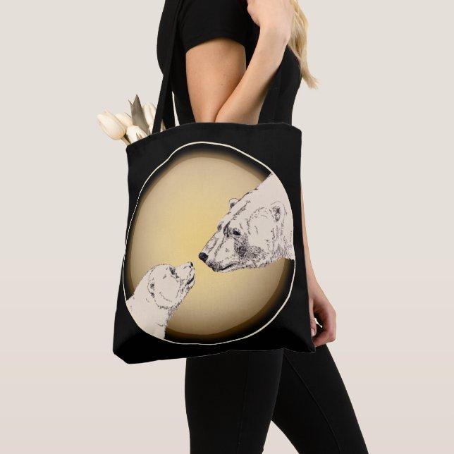 Tote Bolsa de Urso Polar e Filhote Bolsa de Compras de  (Close Up)