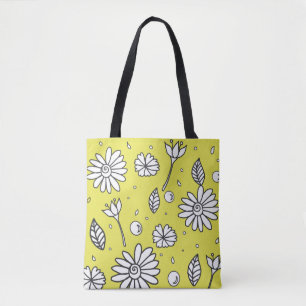 Tote Bolsa de Verão de Flor Bonito e Divertido Amarelo