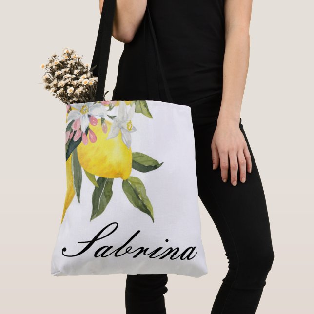 TOTE BOLSA DE VERÃO PERSONALIZADO DE VOLTA COM LEMÕES (Close Up)