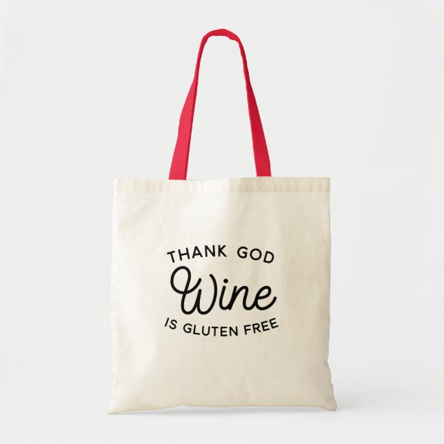 Tote Bolsa de vinho engraçada, Gluten Free (Frente)