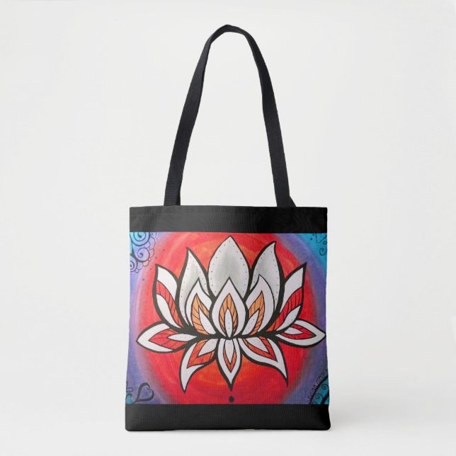 Tote Bolsa do arco-íris Lotus (Frente)