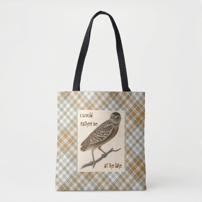 Tote Bolsa do crânio da Xadrez verde Dourada da coruja (Frente)