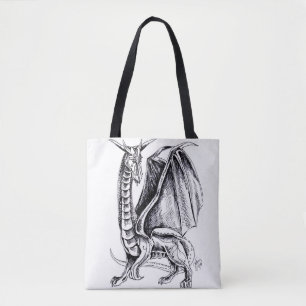 Tote Bolsa do Dragão Negro e Branco