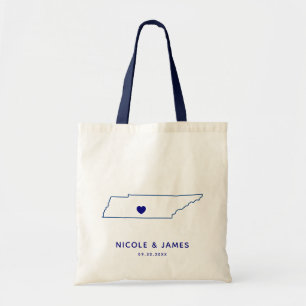 Tote Bolsa do Mapa de Boas-vindas do Tennessee, Marinho