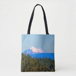 Tote Bolsa do ombro, azul, cena da montanha, neve
