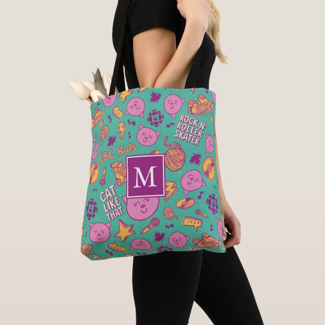 Tote Bolsa do ombro do padrão de algodão Monograma (Close Up)
