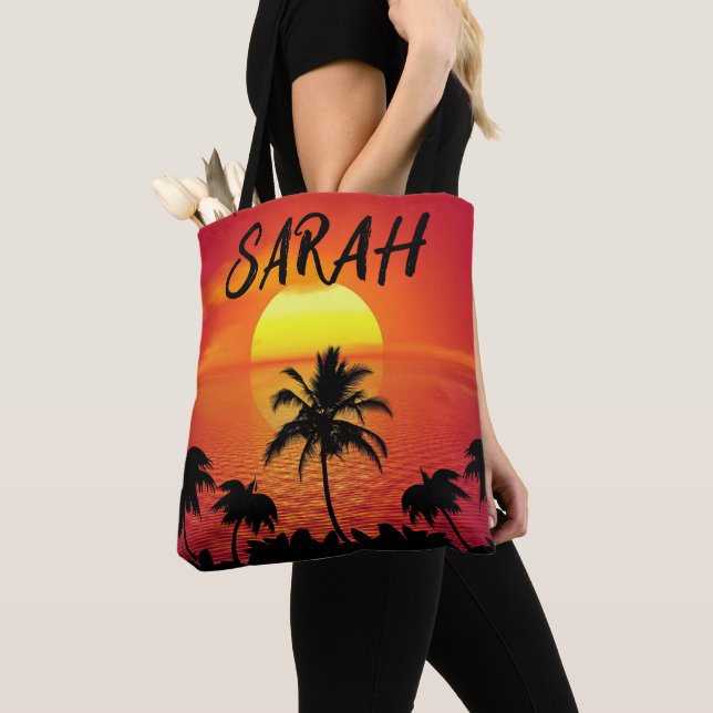 Tote Bolsa do ombro do SUNSET TROPICAL personalizado (Close Up)