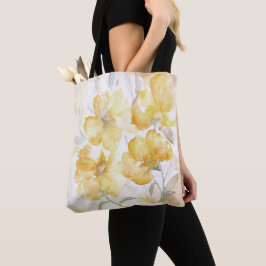 Tote Bolsa do ombro floral amarelo com Impressão