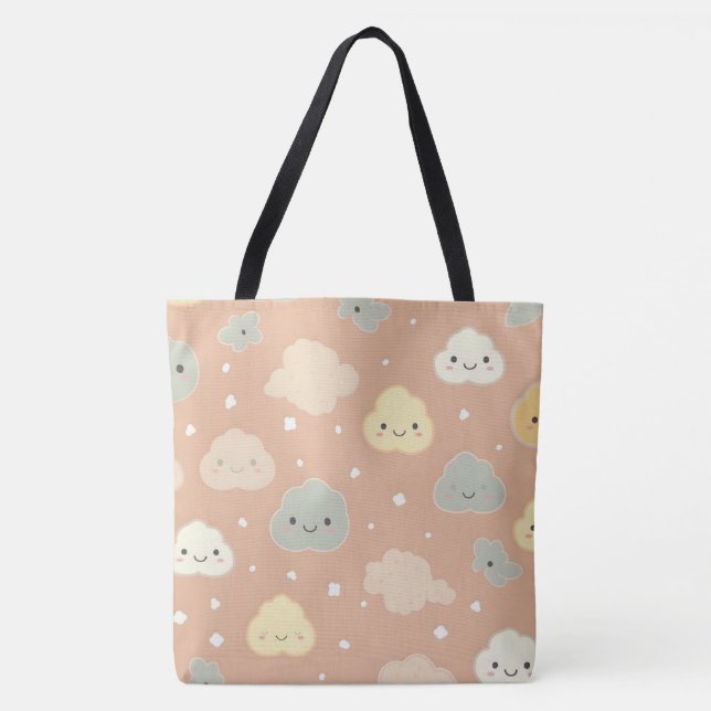 Tote Bolsa do Patterno de Nuvens Sleepover Bag (Frente)