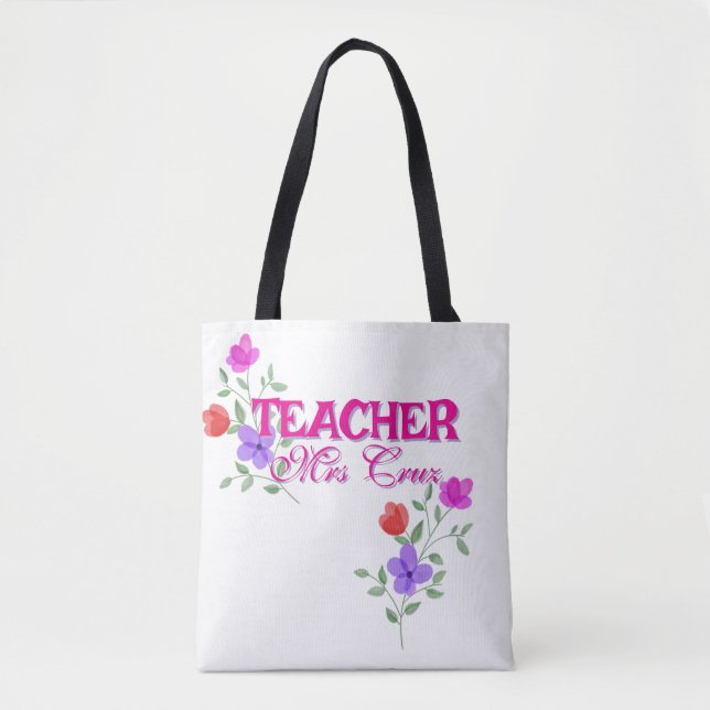 Tote Bolsa do professor com nome personalizado (Frente)