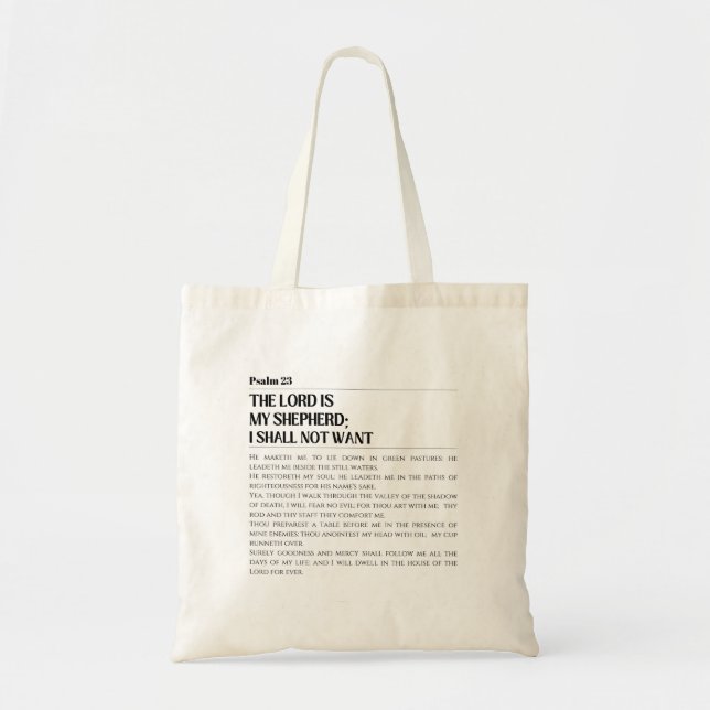 Tote Bolsa do Salmo 23 O Senhor é Meu Pastor (Frente)