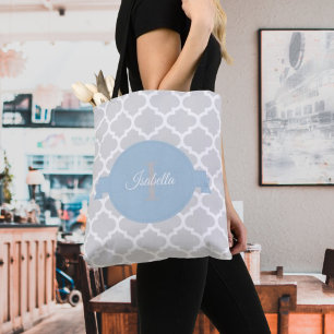 Tote Bolsa do Sky Blue Quatrefoil Personalizado