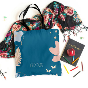 Tote Bolsa Elegante Azul Boho Fofa para Senhoras