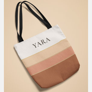 Tote Bolsa Elegante com Listras e Nome – Minimal Chic