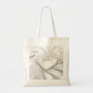 Tote Bolsa Elegante Coração de Creme Branco