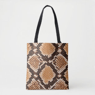 Tote Bolsa Elegante de Couro de Cobra Marrom Impresso