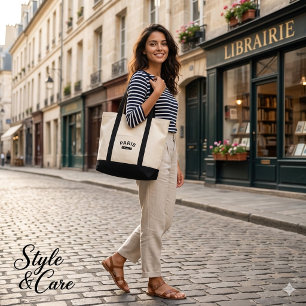 Tote Bolsa Elegante de Lona com Marca Paris França