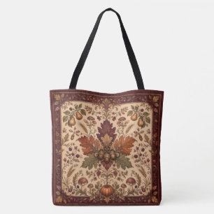 Tote Bolsa Elegante de Outono em Tecido Vintage Quadrad