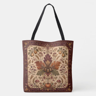 Tote Bolsa Elegante de Outono em Tecido Vintage Quadrad