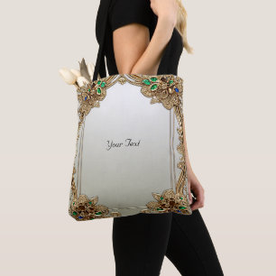 Tote Bolsa Elegante Dourada Ornada