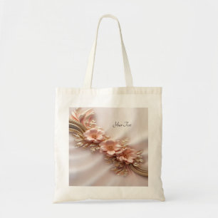 Tote Bolsa Elegante Laranja Pêssego Floral