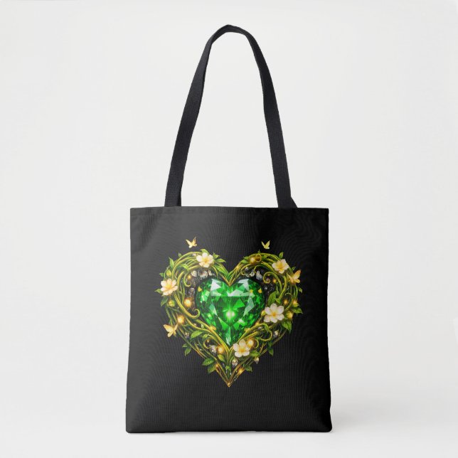 Tote Bolsa Elegante Luxo Emerald Heart (Frente)