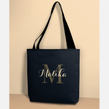 Bolsa Elegante Personalizada com Monograma Dourado