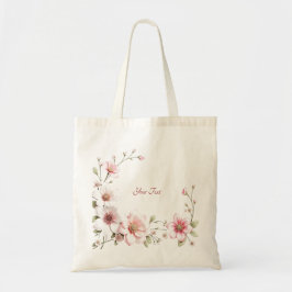 Tote Bolsa Elegante Rosa Branca Floral