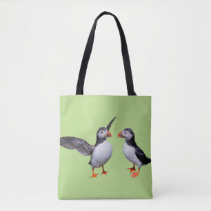 Tote Bolsa Estampada Puffin Pals (Verde)