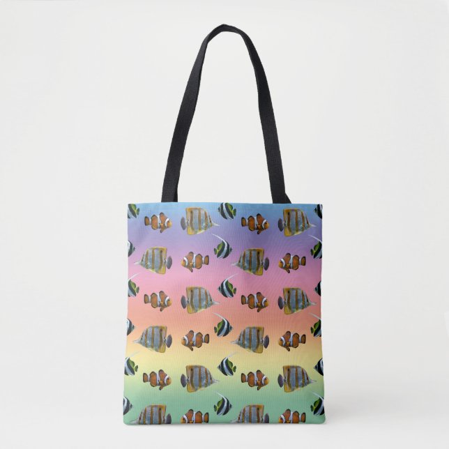 Tote Bolsa Estampada Tropical Fish Frenzy (Arco-íris) (Frente)