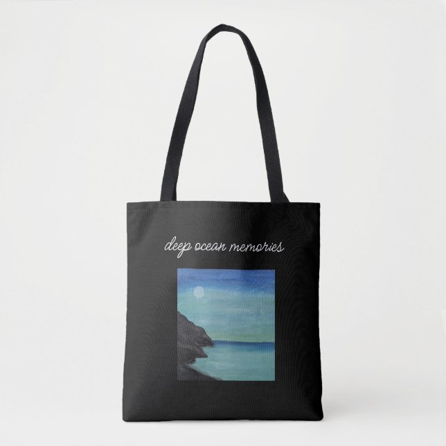 Tote bolsa estética azul e preta. (Frente)